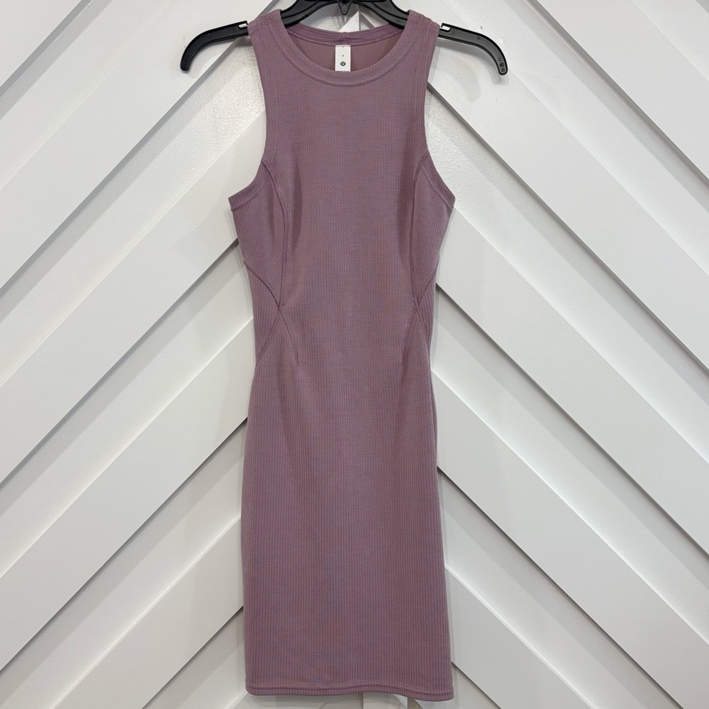 NWT Lululemon Ribbed Softstreme Slim Fit Tank Dress In Lavendar Lux Size 4